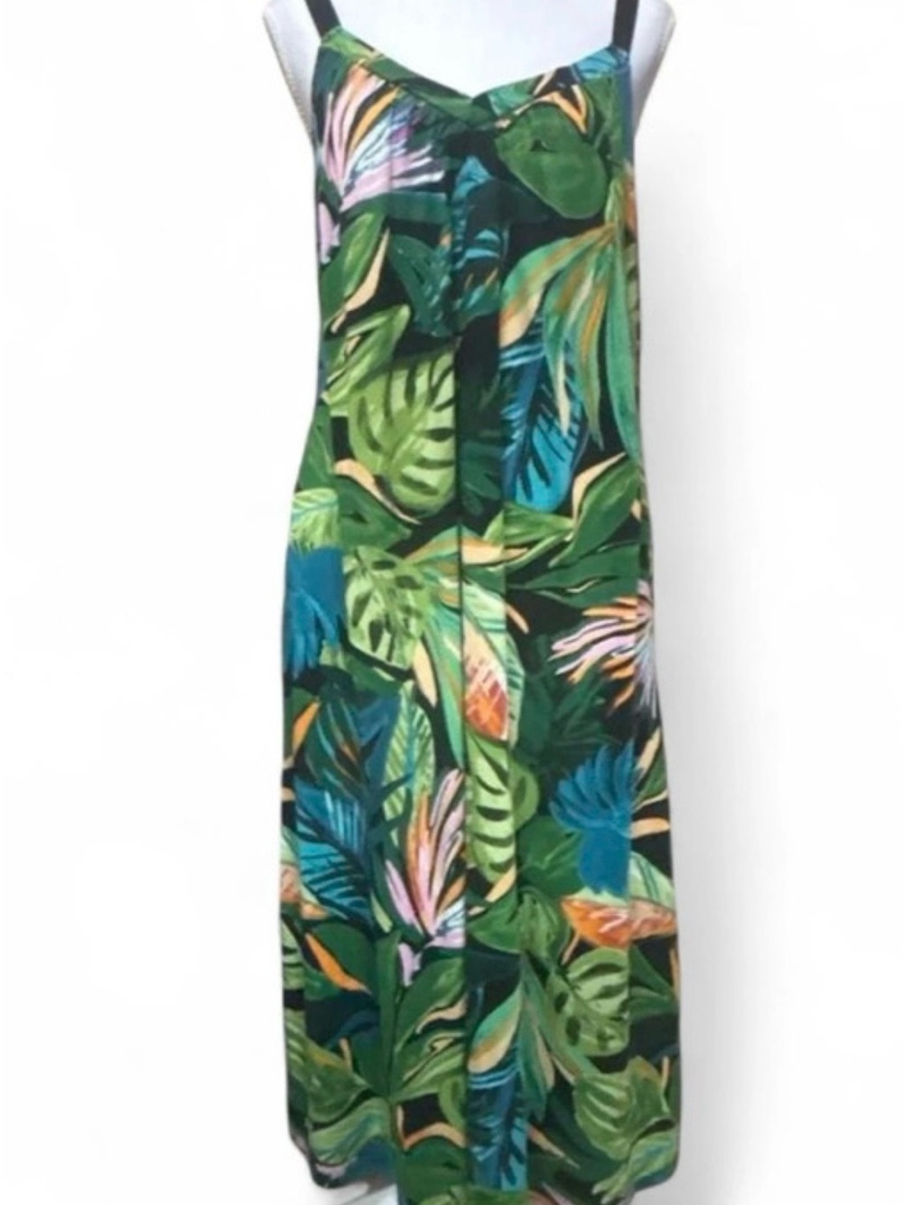 Lilac + London Tropical Palm Leaf Print Chemise Nightgown with Pockets comfy
